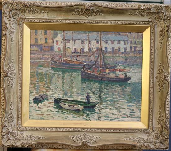 § John Anthony Park (1880-1962) Fishing boats in Brixham harbour 12.25 x 15.5in.
